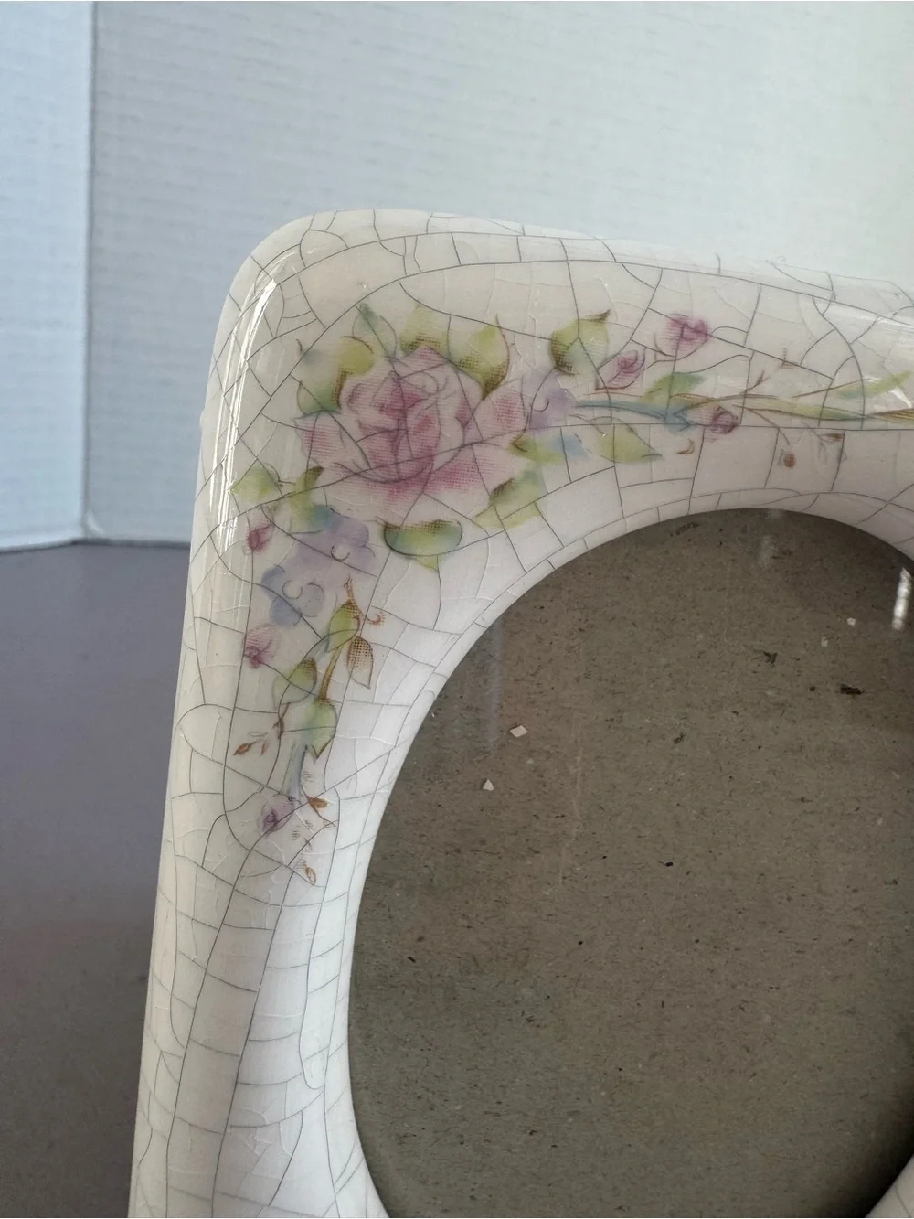 White Floral Ceramic Triple Photo Frame